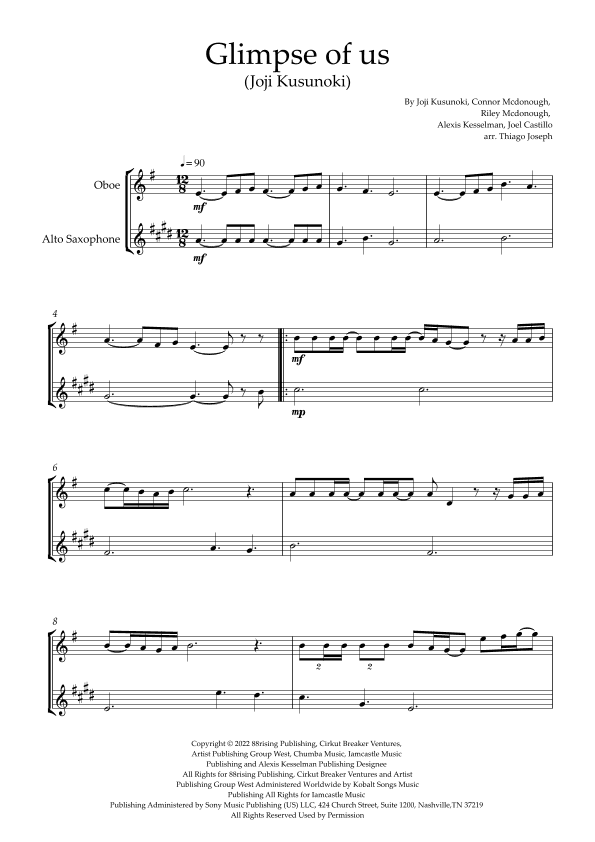 Glimpse Of Us (arr. Thiago Joseph)