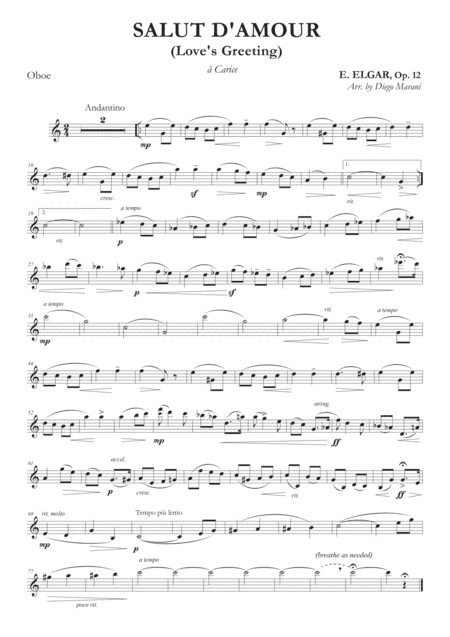 Salut d'Amour (Love's Greeting) for Oboe and Piano (arr. Diego Marani)