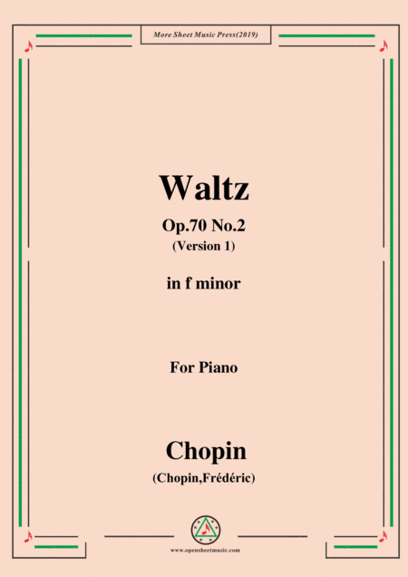 Chopin-Waltz Op.70 No.2 in f minor,for Piano (arr. MSM)