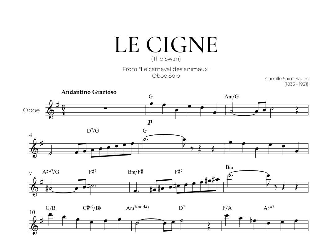 The Swan (Oboe Solo) - Saint Saens (arr. Pedro Merendi)