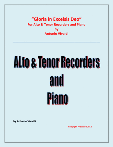Gloria In Excelsis Deo - Alto & Tenor Recorders and Piano - Advanced Intermediate - Chamber music (arr. Raymond Fenech)