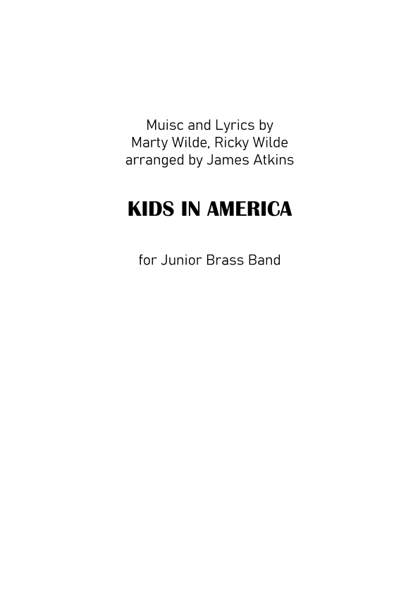 Kids In America (arr. James Atkins)