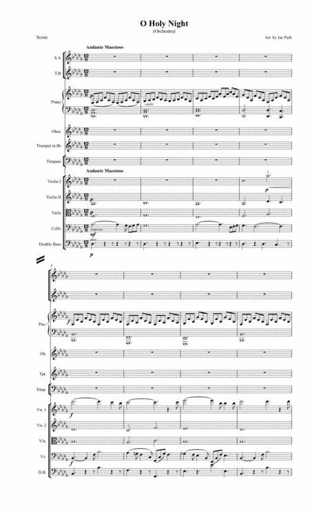 O Holy Night(SATB), Orchestra(Ob, Trp, Tpn, String, Piano) (arr. Jae Hyeong Park)
