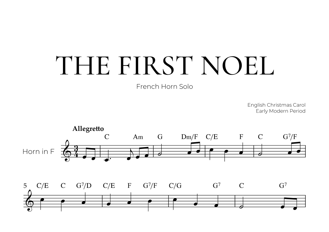 The First Noel (French Horn Solo) - Christmas Carol (arr. Pedro Merendi)