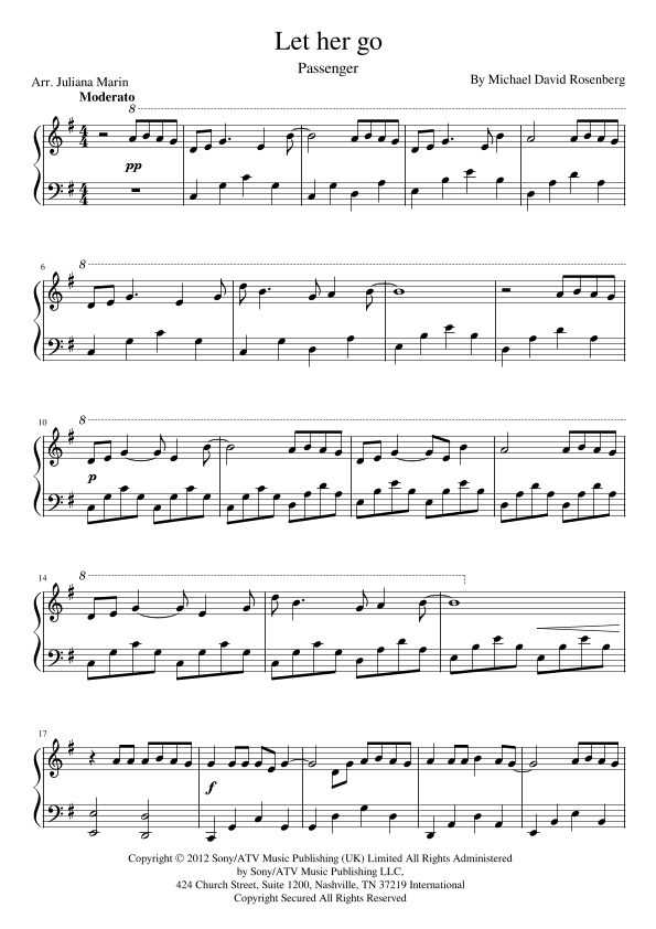 Let Her Go (arr. JULIANA MARIN)