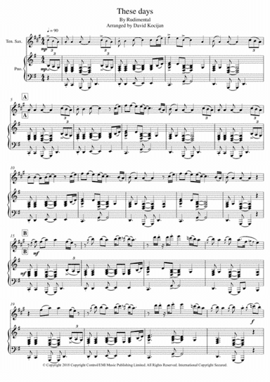 These Days (arr. David Kocijan)