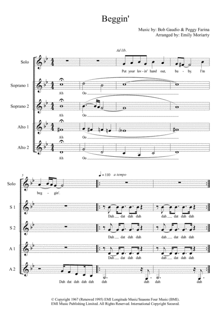 Beggin' (arr. Emily Moriarty)