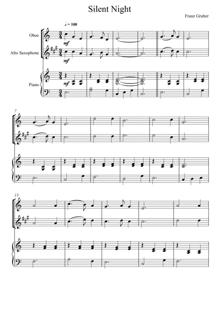 Franz Gruber - Silent Night (Oboe and Alto Saxophone Duet) (arr. André Laitano)