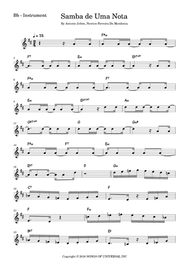 One Note Samba (samba De Uma Nota So) (arr. Fabio Eduardo de Oliveira)