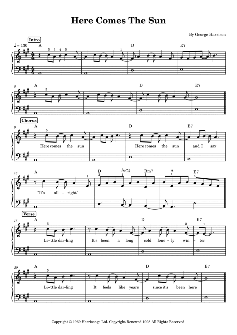 Here Comes The Sun (arr. Anacrusa)