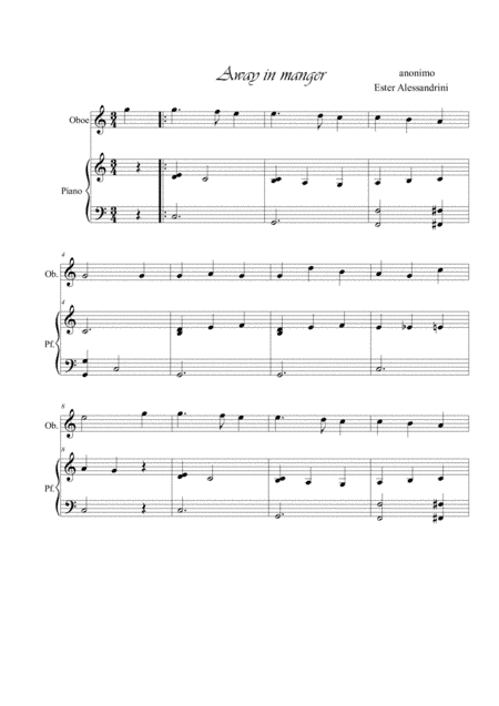 Away in a manger. Duo oboe and piano (arr. Ester Alessandrini)
