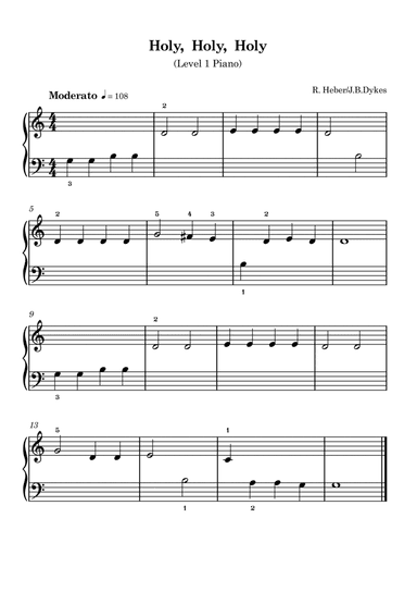 Holy, Holy, Holy (Traditional) - Beginner Piano(Level1) (arr. Zoe Henderson)