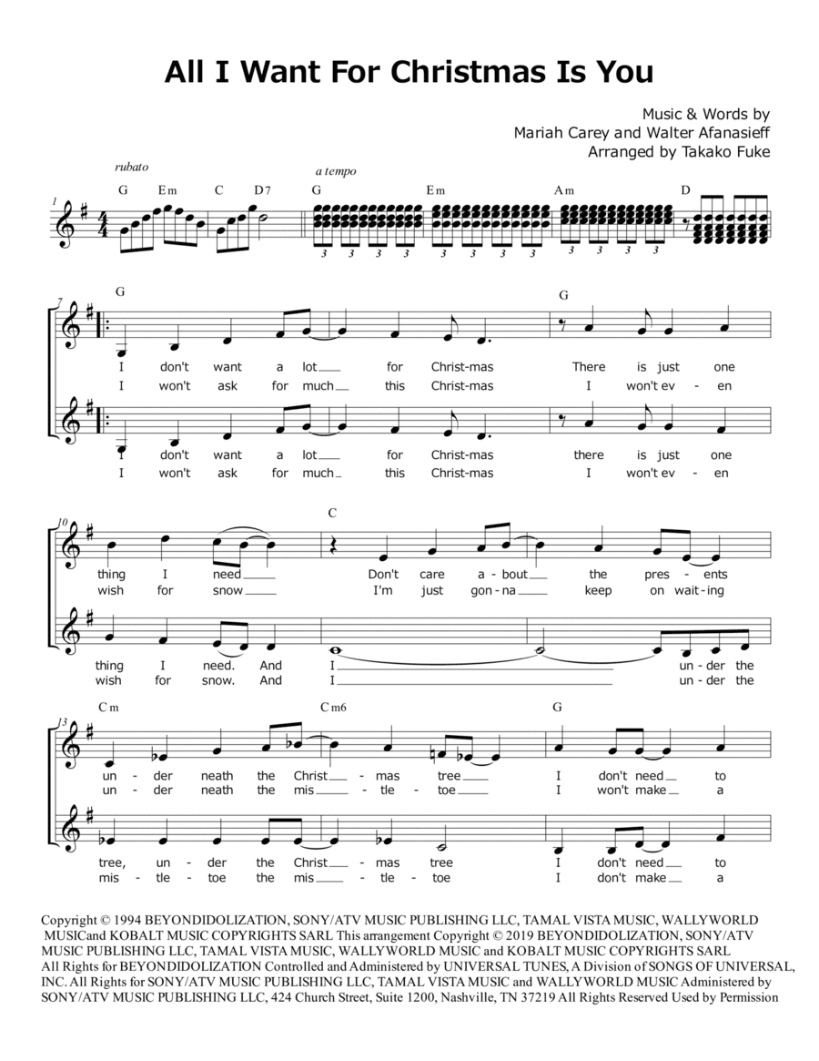 All I Want For Christmas Is You (arr. Takako Fuke)