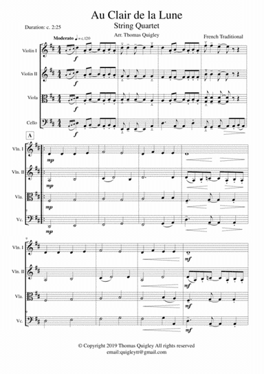 Au Claire de la Lune (arr. Thomas Quigley)