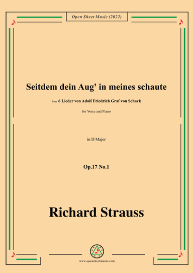 Richard Strauss-Seitdem dein Aug' in meines schaute,in D Major (arr. OSM Press)