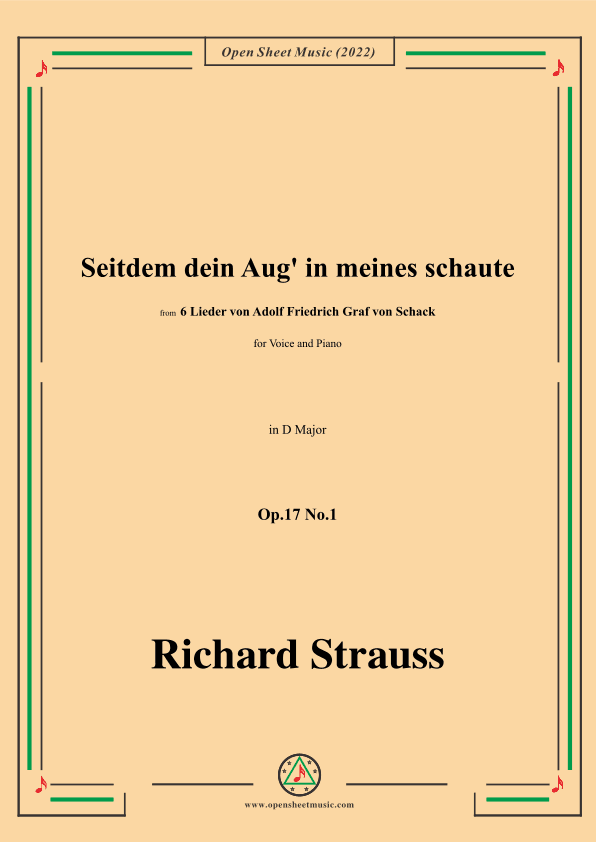 Richard Strauss-Seitdem dein Aug' in meines schaute,in D Major (arr. OSM Press)