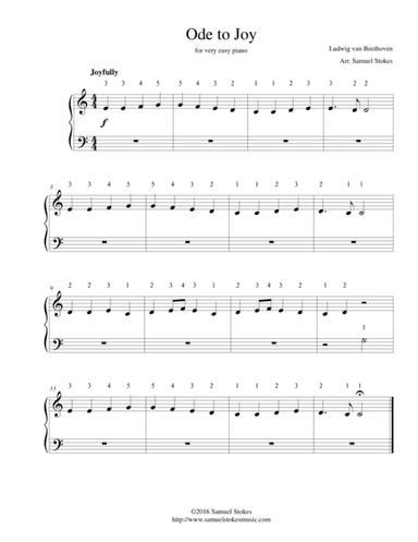 Ode to Joy (Joyful, Joyful, We Adore Thee) - for very easy piano (arr. Samuel Stokes)