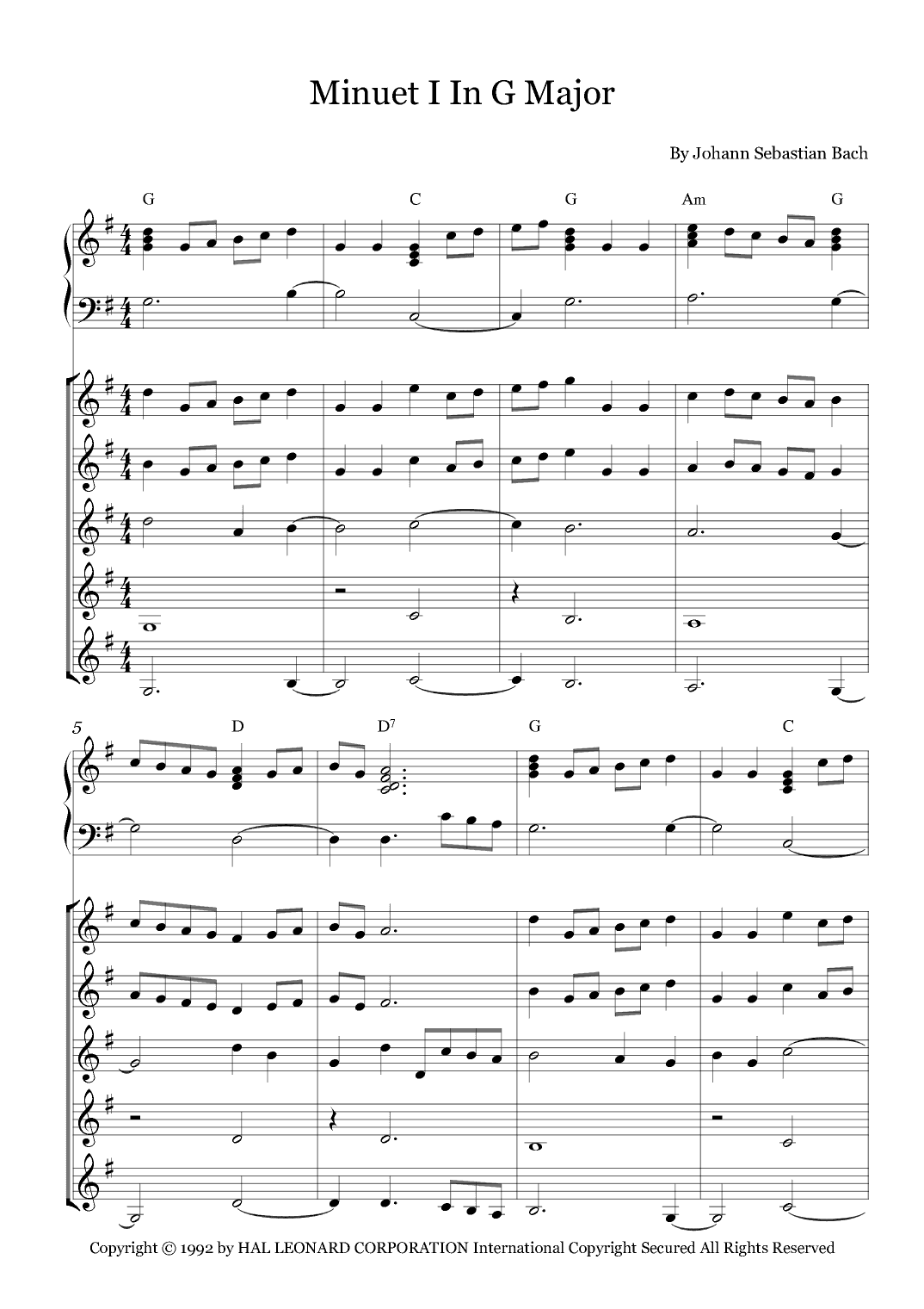 Minuet I In G Major (arr. Fernanda Moura)