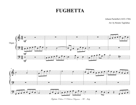 FUGHETTA in C - Pachelbel - Arr. for Organ 3 staff (arr. Renato Tagliabue)
