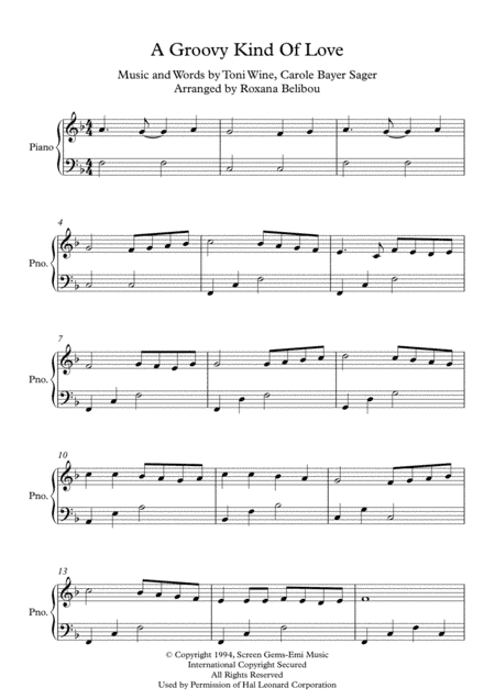 A Groovy Kind Of Love (arr. Roxana Belibou)