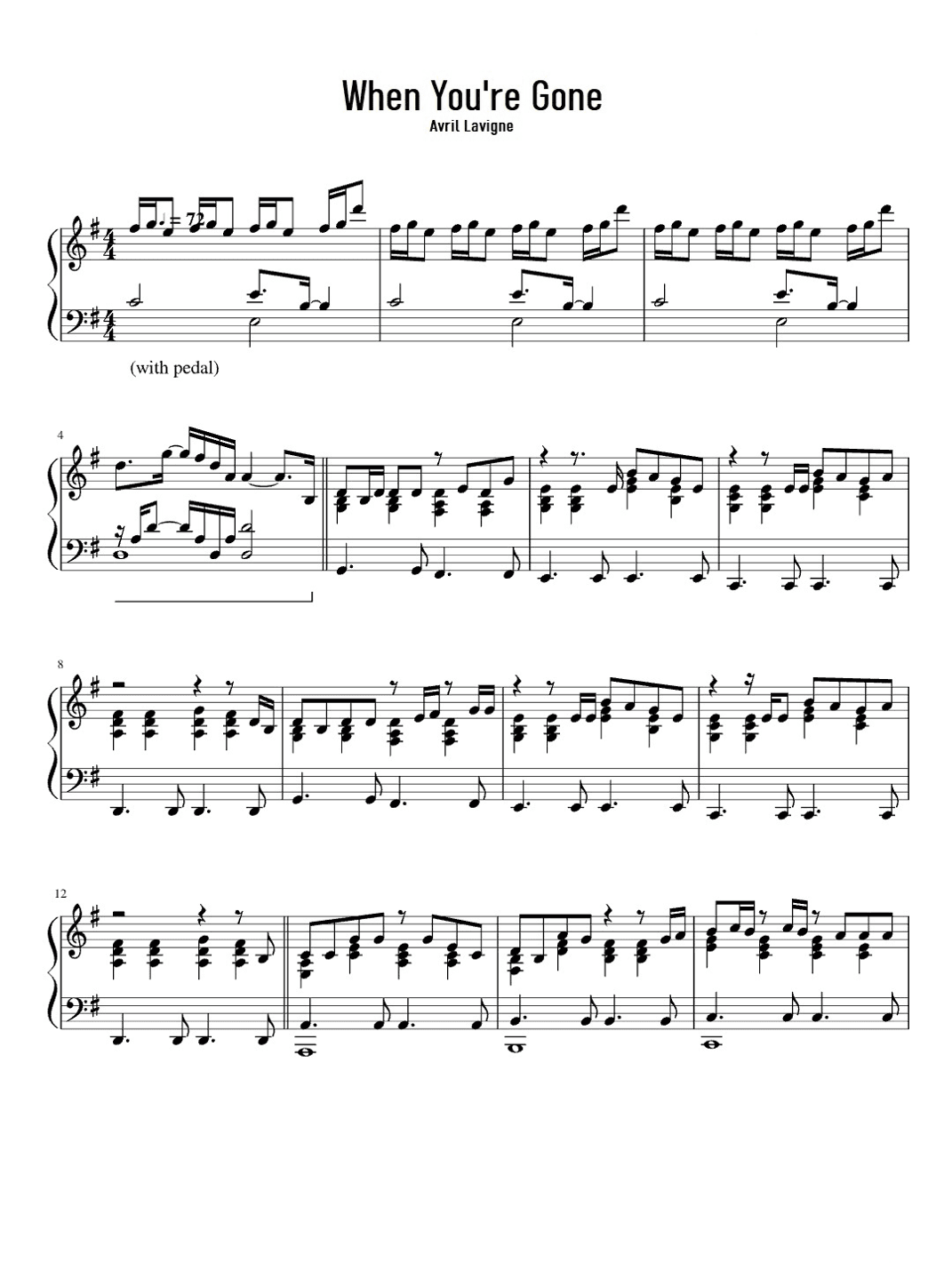 When You're Gone (arr. Unknown)