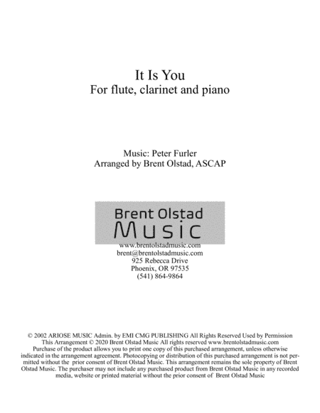 It Is You (arr. Brent Olstad, ASCAP)
