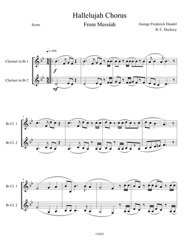 Hallelujah Chorus from Messiah (Clarinet Duet) (arr. B. C. Dockery)