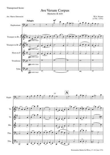 Ave Verum Corpus (arr. Marco Simoncini)
