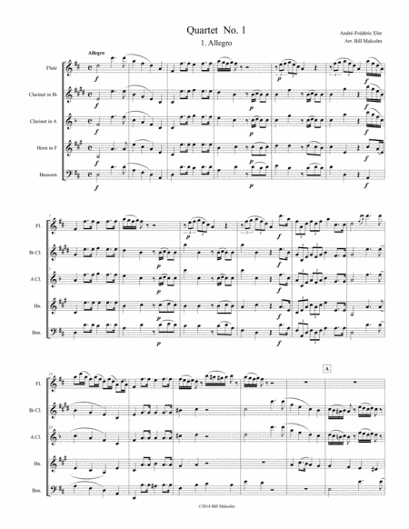 Eler Quartet No. 1 (arr. Bill Malcolm)