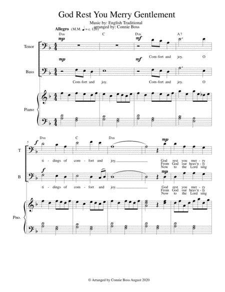 God Rest You Merry Gentlemen - duet (tenor and bass) and piano (arr. Connie Boss)