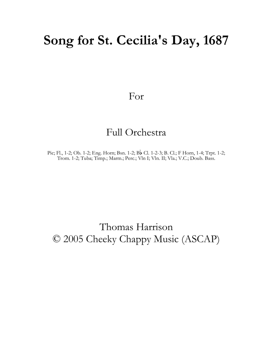 Song for St. Cecilia's Day, 1687