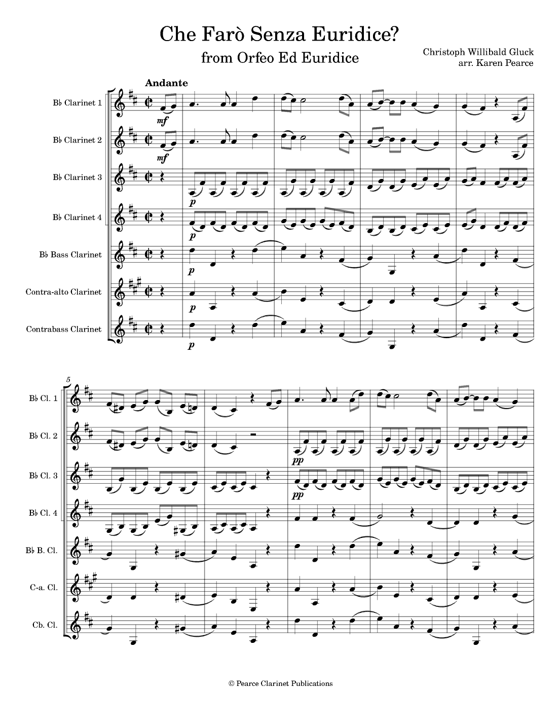 Che Farò Senza Euridice? from Orfeo ed Euridice (arr. Karen Pearce)