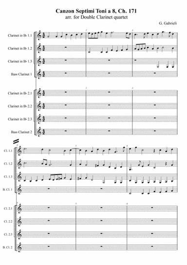 G. Gabrieli - Canzon per sonar septimi toni a 8, Ch.171, arr. for Double Clarinet quartet (arr. M. Kutsenko)