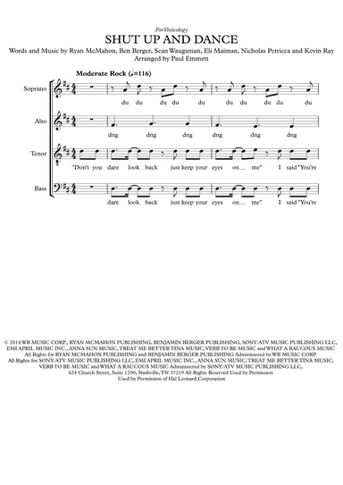 Shut Up And Dance (arr. Paul Emmett)