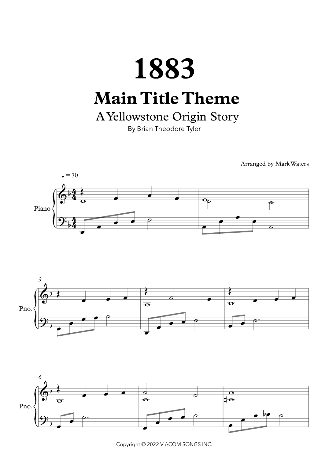 1883 - Main Title Theme (arr. Mark Waters)
