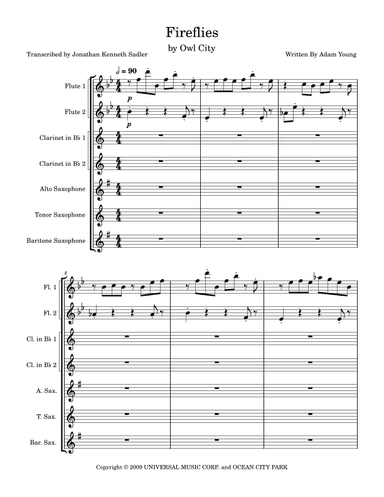 Fireflies (arr. Jonathan Kenneth Sadler)