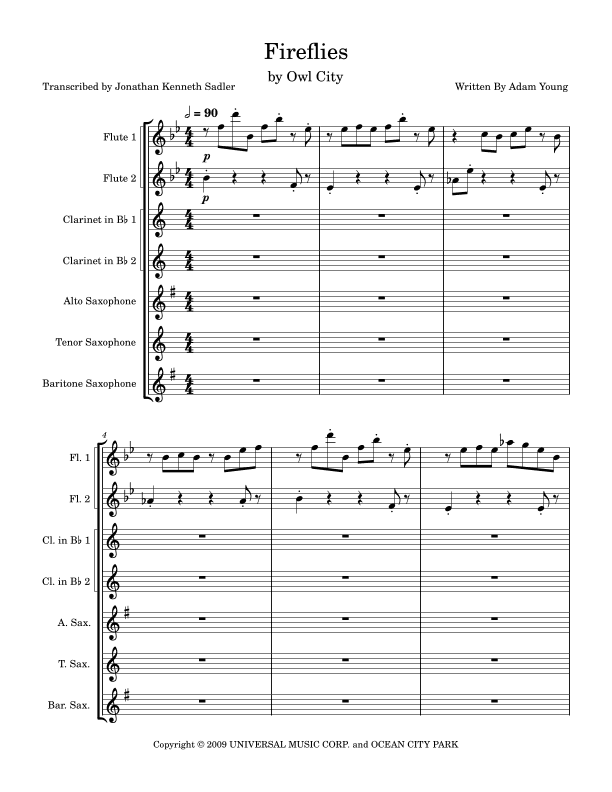 Fireflies (arr. Jonathan Kenneth Sadler)