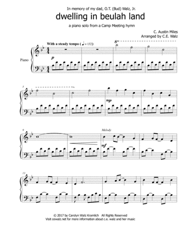 Dwelling in Beulah Land- a Christian camp meeting song (arr. c.e. walz)