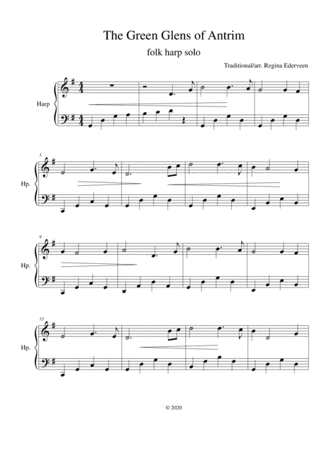 The Green Glens of Antrim - folk harp solo