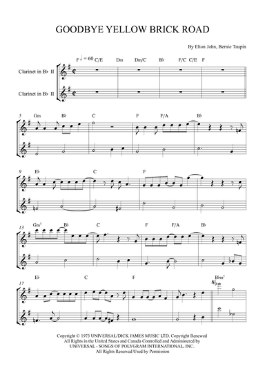 Goodbye Yellow Brick Road (arr. Alex Nunes Rodrigues)