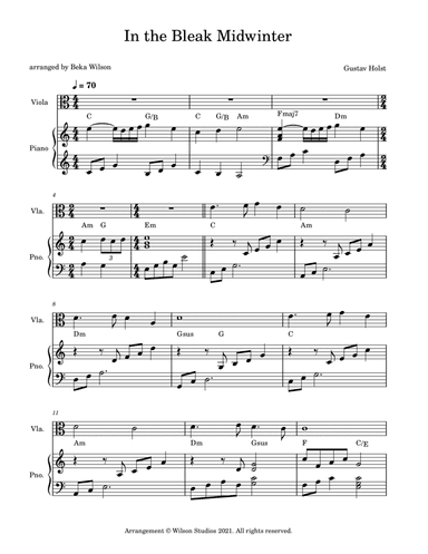 In the Bleak Midwinter--viola solo (arr. Beka Wilson)