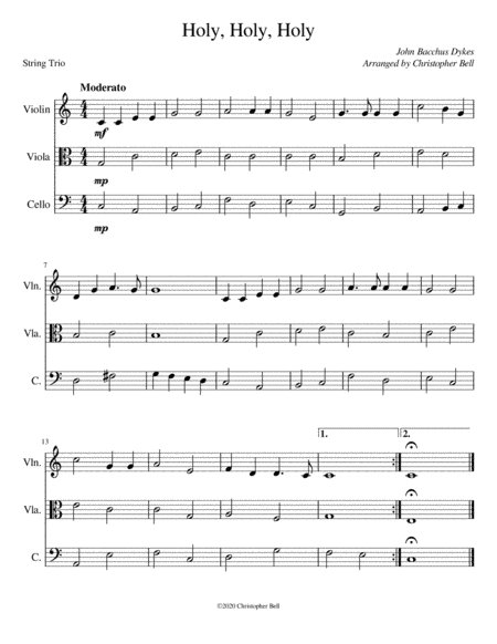 Holy, Holy, Holy, Lord of God Almighty - String Trio (arr. Christopher Bell)
