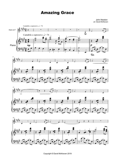 Amazing Grace, Concert Solo for Horn in F and Piano (arr. David McKeown)