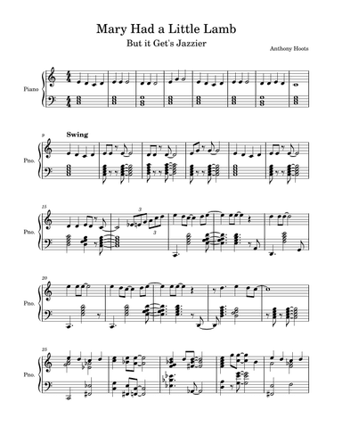 Mary Had a Little Lamb - Jazz Arrangement (arr. Anthony Hoots)