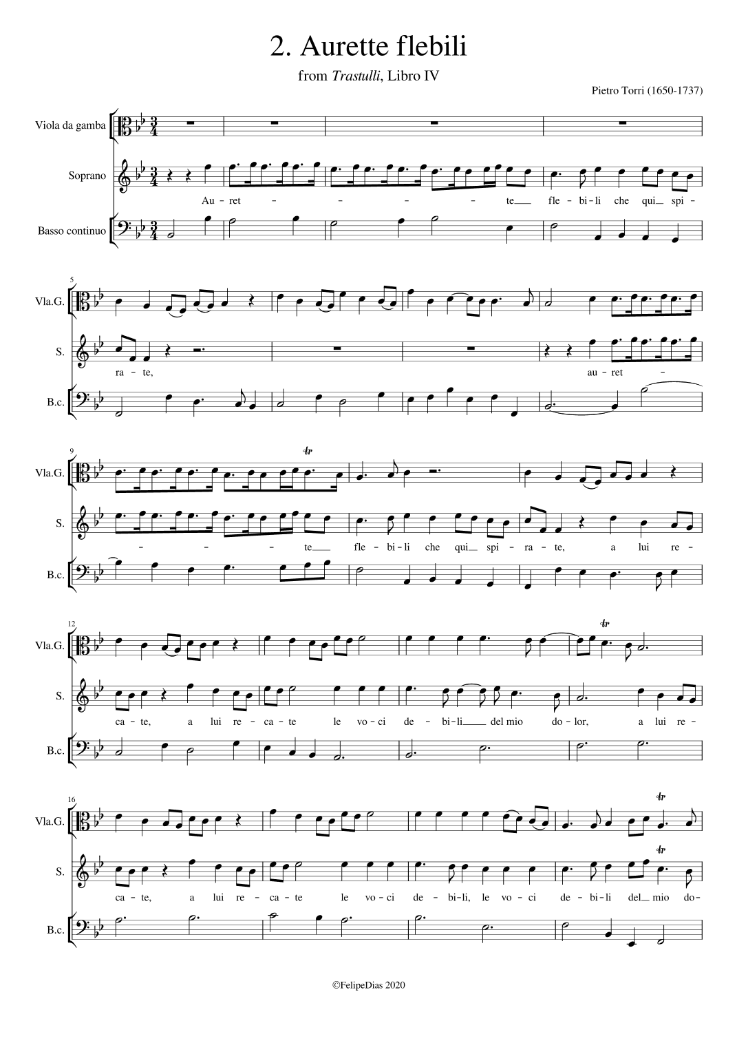 Aurette flebili che qui spirate (arr. Early Music Scores)