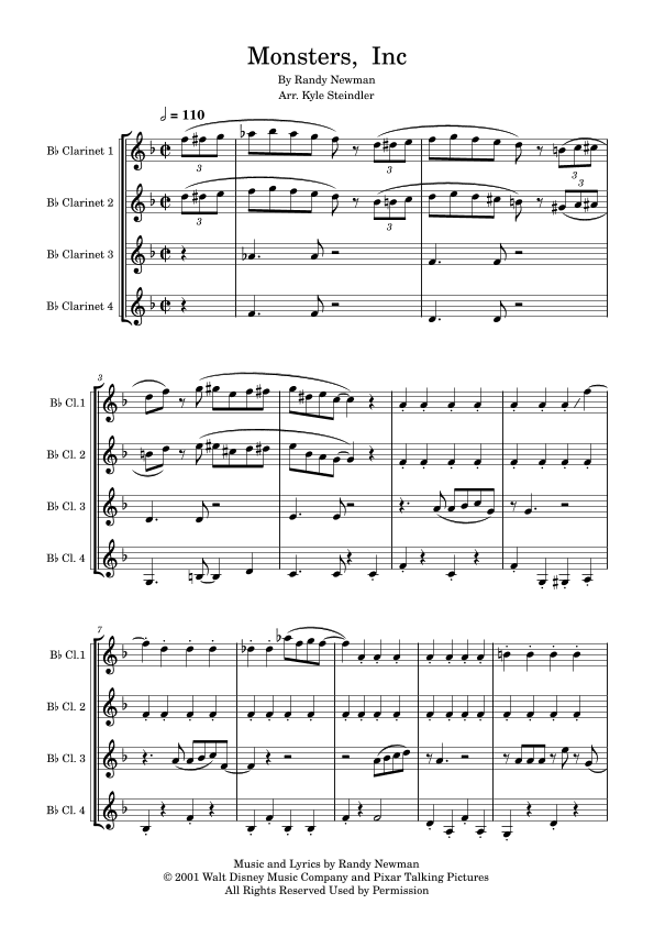 Monsters Inc. (arr. Kyle Steindler)