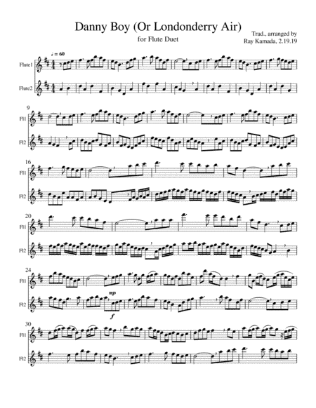 Etude for Flute Duet, based on Danny Boy (Londonderry Air) (arr. Ray Kamada)
