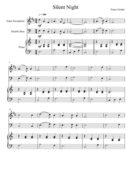 Franz Gruber - Silent Night (Tenor Saxophone and Double Bass Duet) (arr. André Laitano)