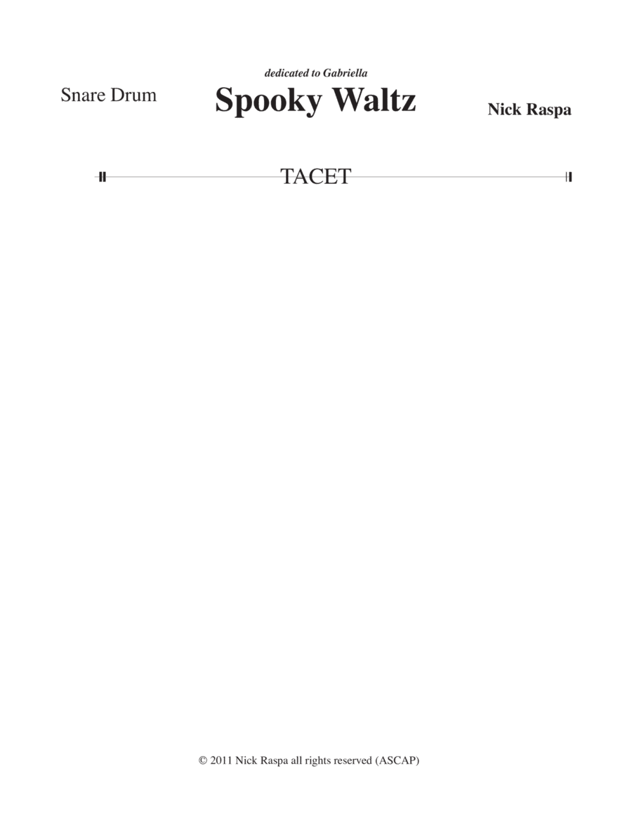 Three Dances for Halloween - Snare Drum part