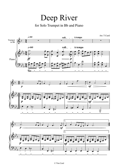 Deep River for Solo Trumpet in Bb and Piano (arr. Tim Curd)